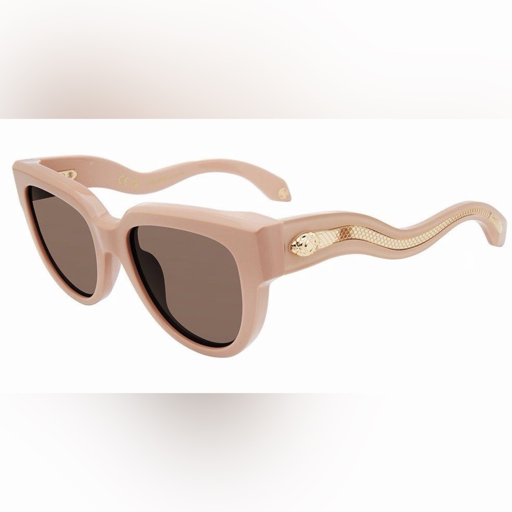 ROBERTO CAVALLI SRC054 Sunglasses Pink Frame Brown Lenses Gold Serpent NIB‎